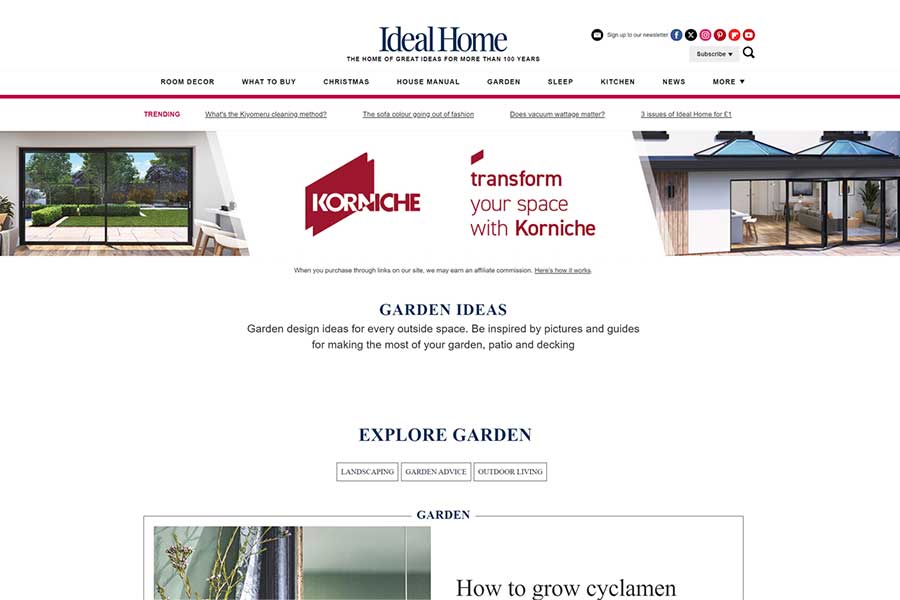 Screen shot of the Ideal Home website